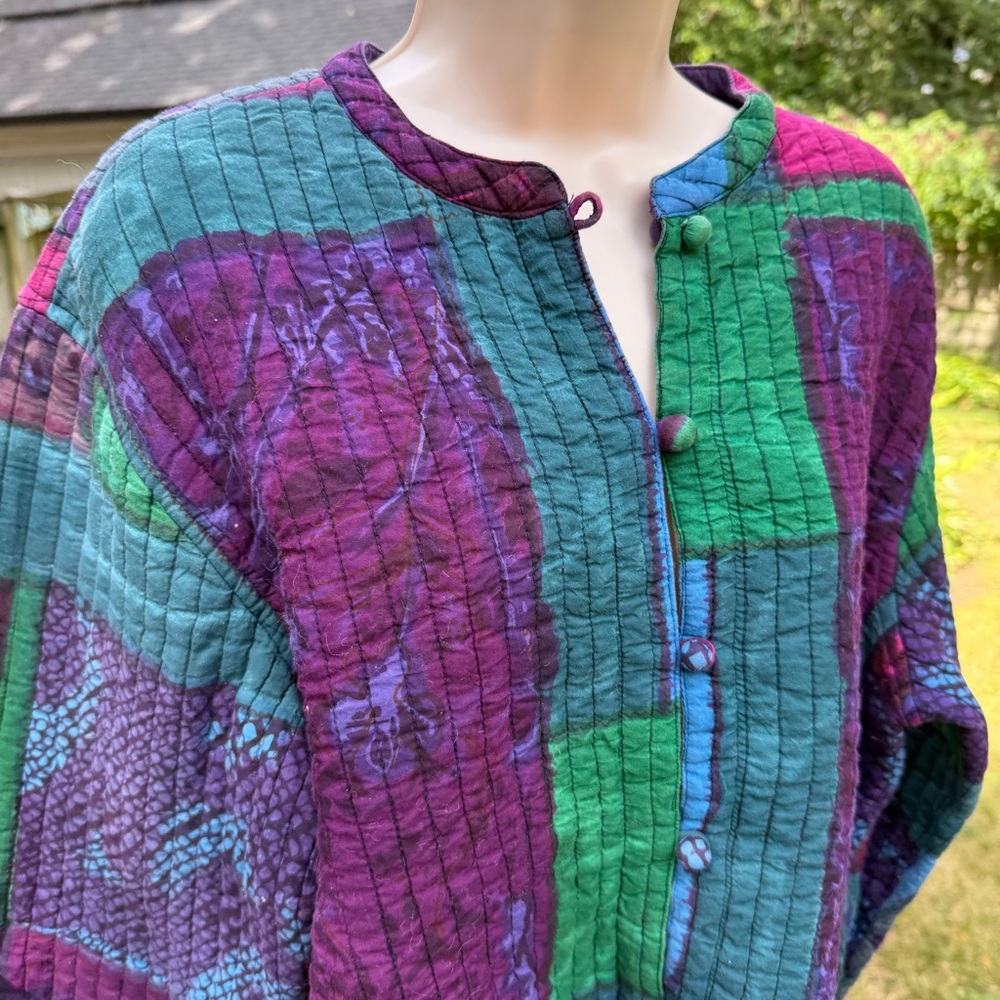 Colorful Patchwork Button-Up Jacket - image 4